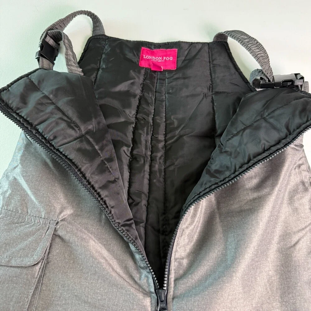 London Fog Girls Winter Ski Bibs Pants Size M 10-12 Gray Insulated Snow Pants
